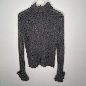 Vintage Express Gray Wool Angora Blend Turtleneck Sweater L